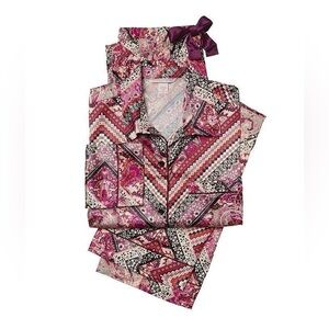 Victoria's Secret Afterhours Satin Full Length Pajama Set in Multicolor Paisley
